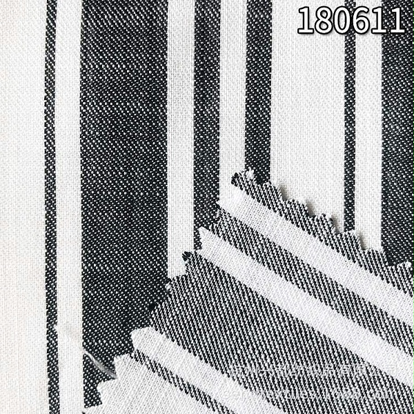 180611天丝竹节色织条子 斜纹纯天丝色织服装面料
