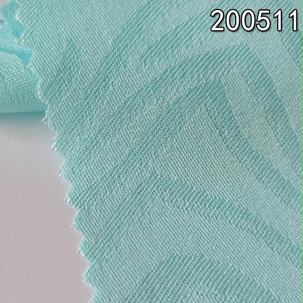 200511提花人棉不规则线条服装面料